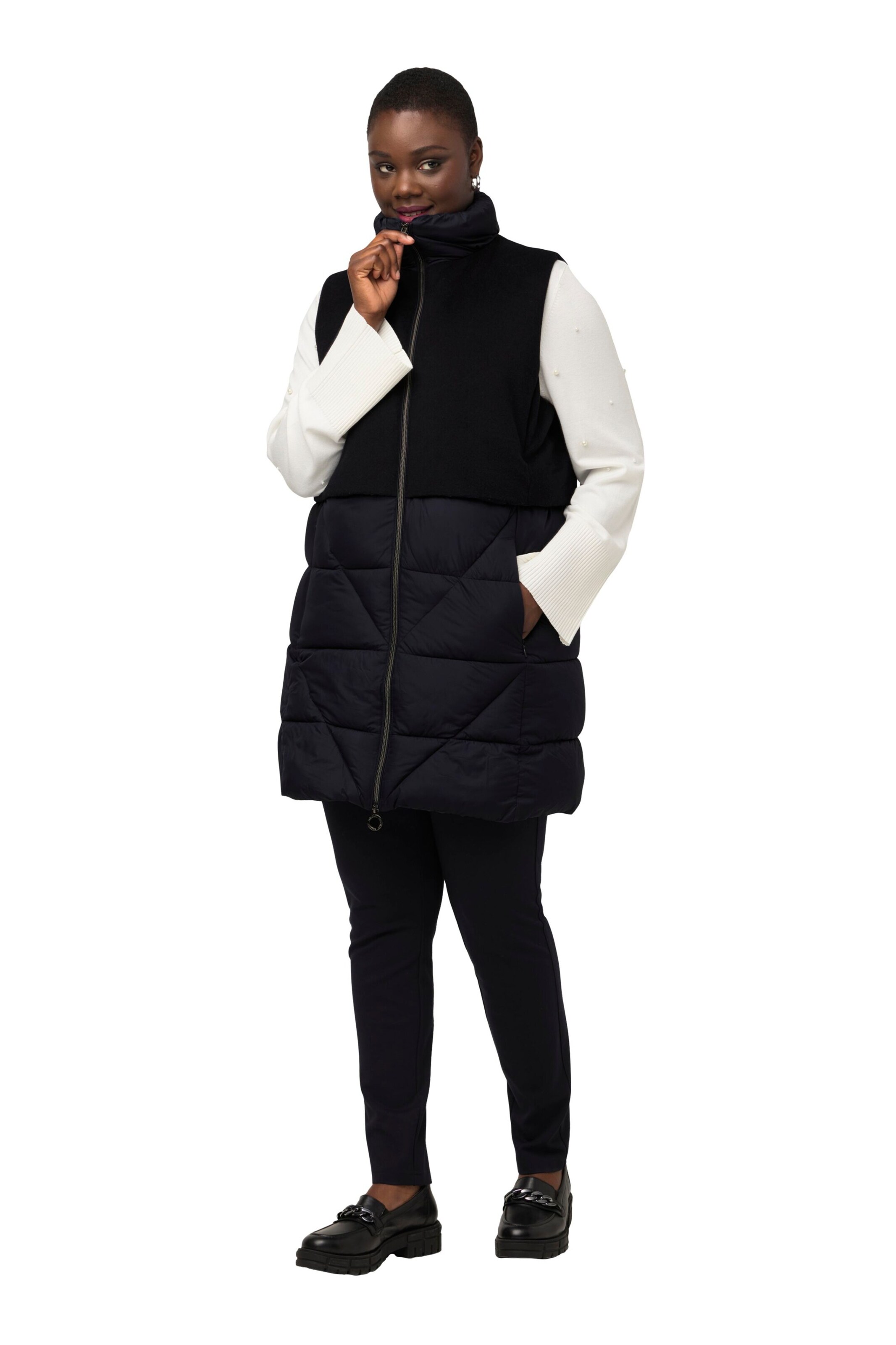 Ulla Popken Bodywarmer in Blauw: voorkant