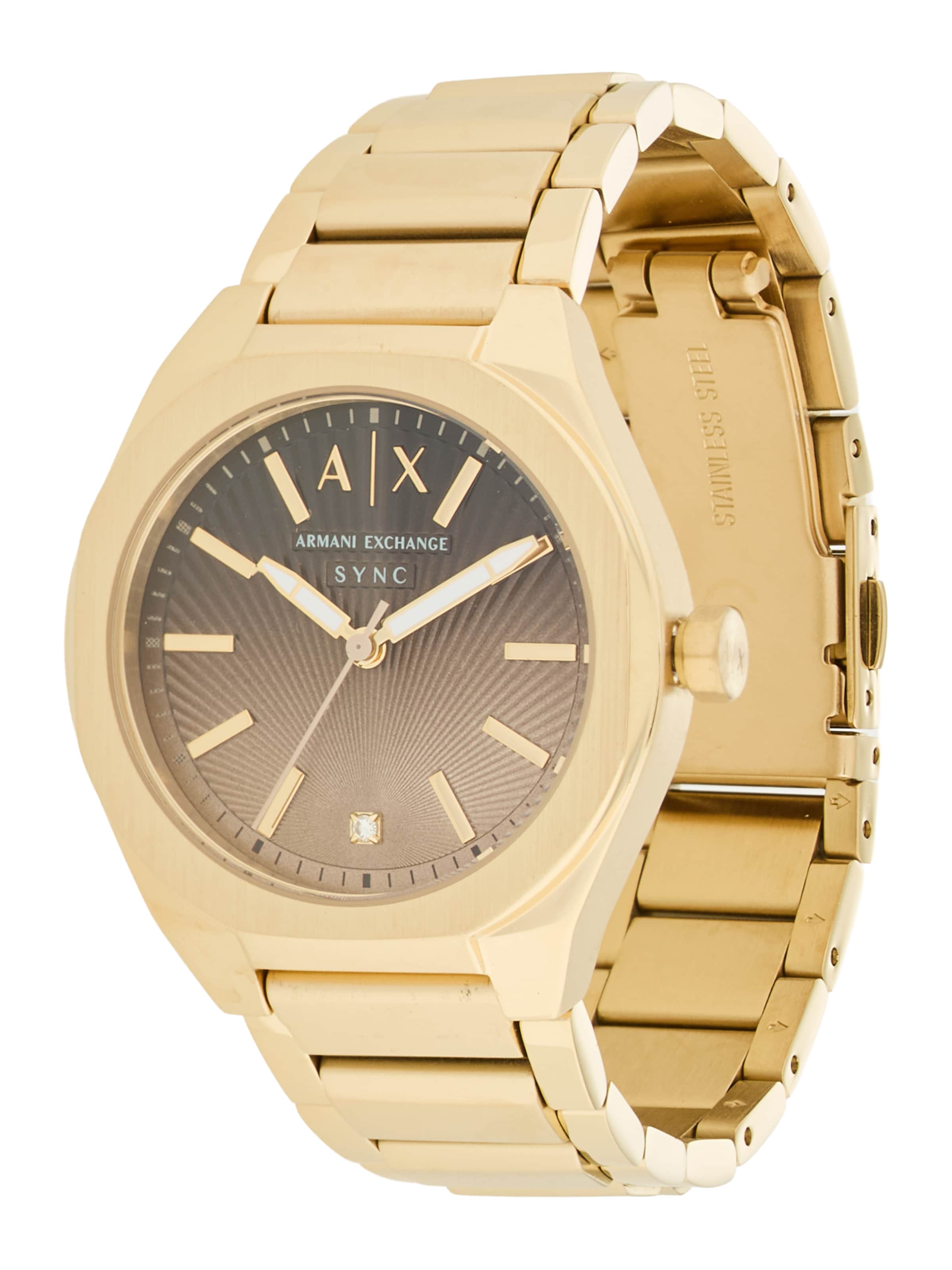 Ceas analogic 'SYNC' de la ARMANI EXCHANGE pe auriu: față