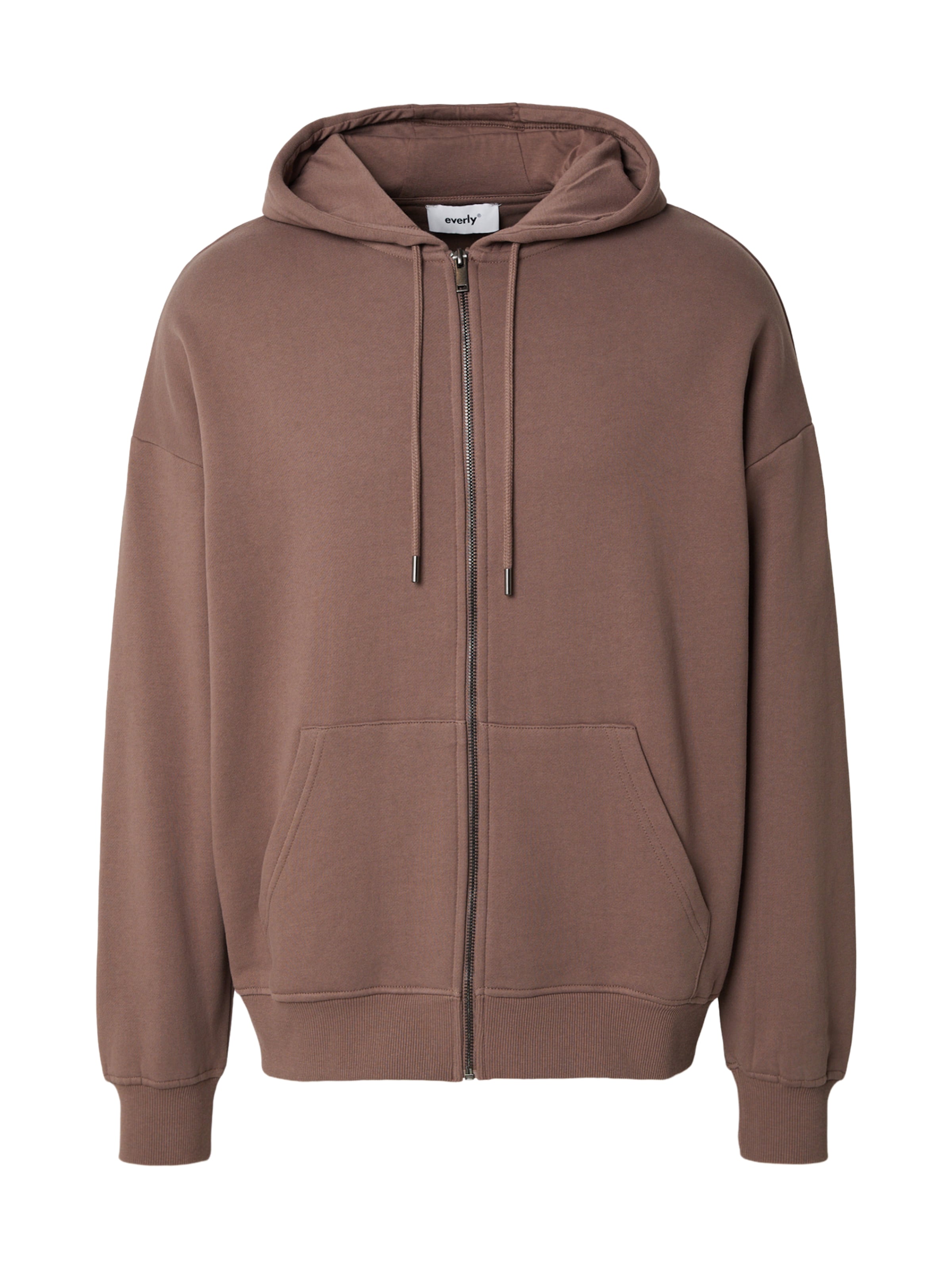 everly® - Sudadera con cremallera en marrón: frente
