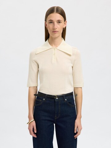 T-shirt SELECTED en beige : devant