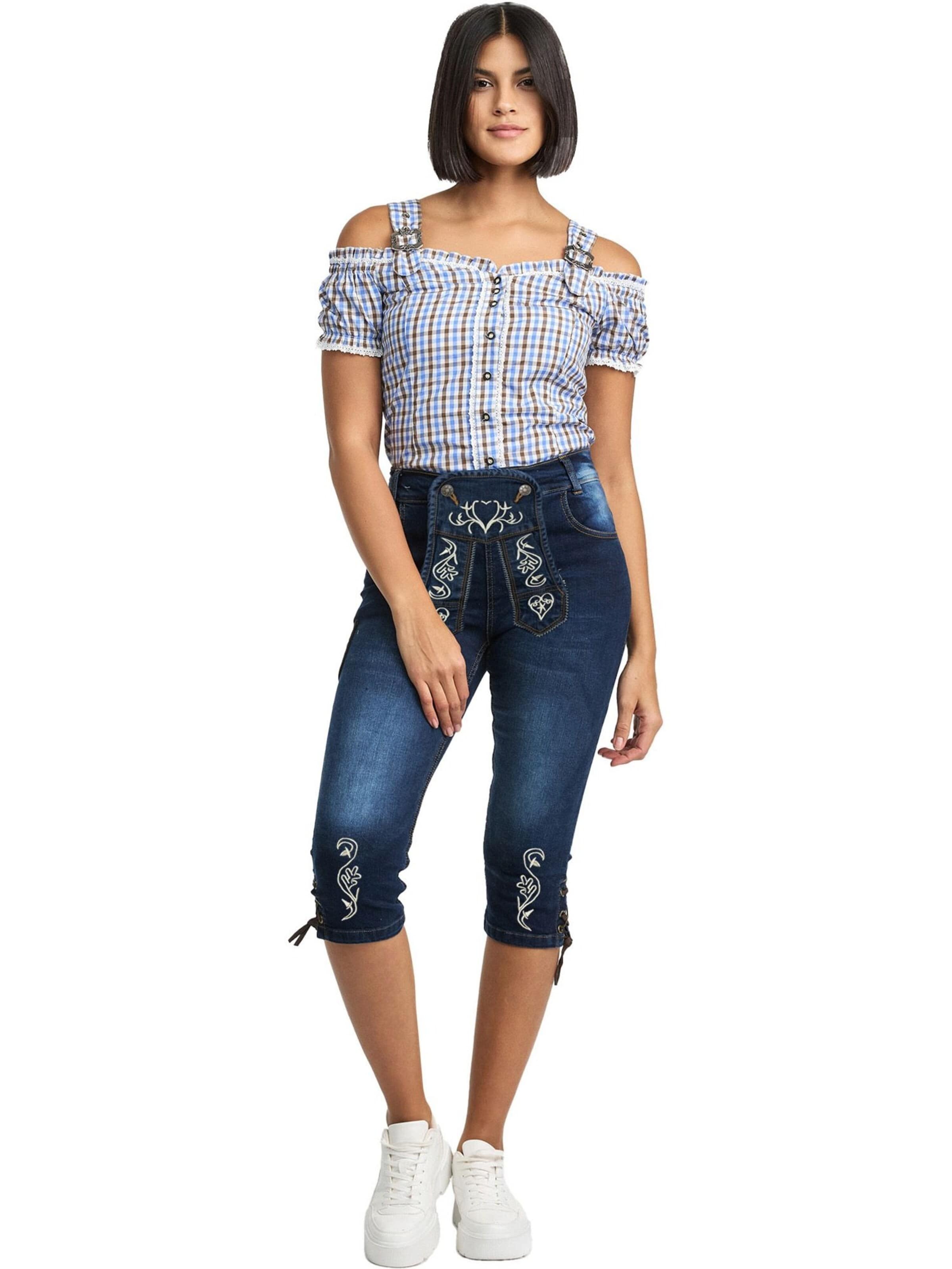 Steigenhöfer Regular Traditional Pants 'Ida' in Blue: front