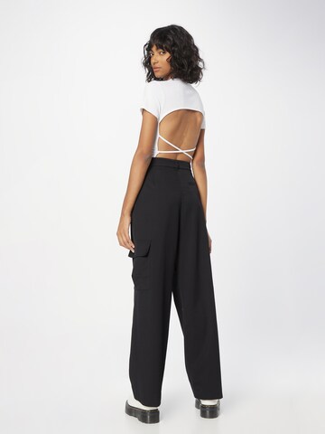 Monki Wide leg Pleat-Front Pants in Black