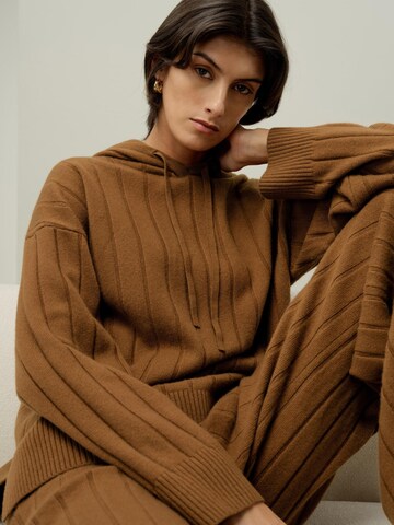 Lilysilk Pullover 'Rippstrick-Pullover mit Kapuze'‌‌ in Braun