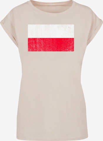 F4NT4STIC Shirt 'Poland Polen Flagge' in Beige: Vorderseite