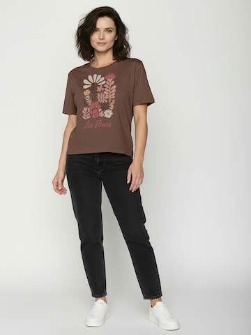 GREENBOMB Shirt ' Nova Les Fleurs ' in Bruin