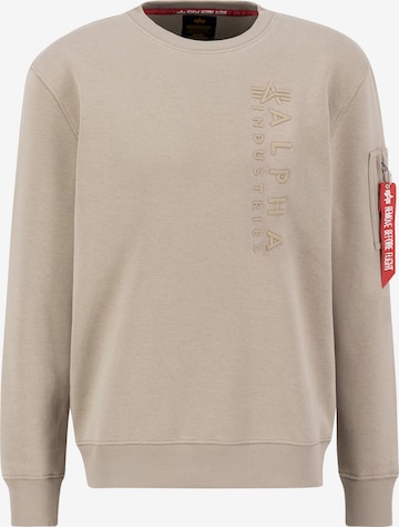 Sweat-shirt 'Emb' ALPHA INDUSTRIES en beige : devant