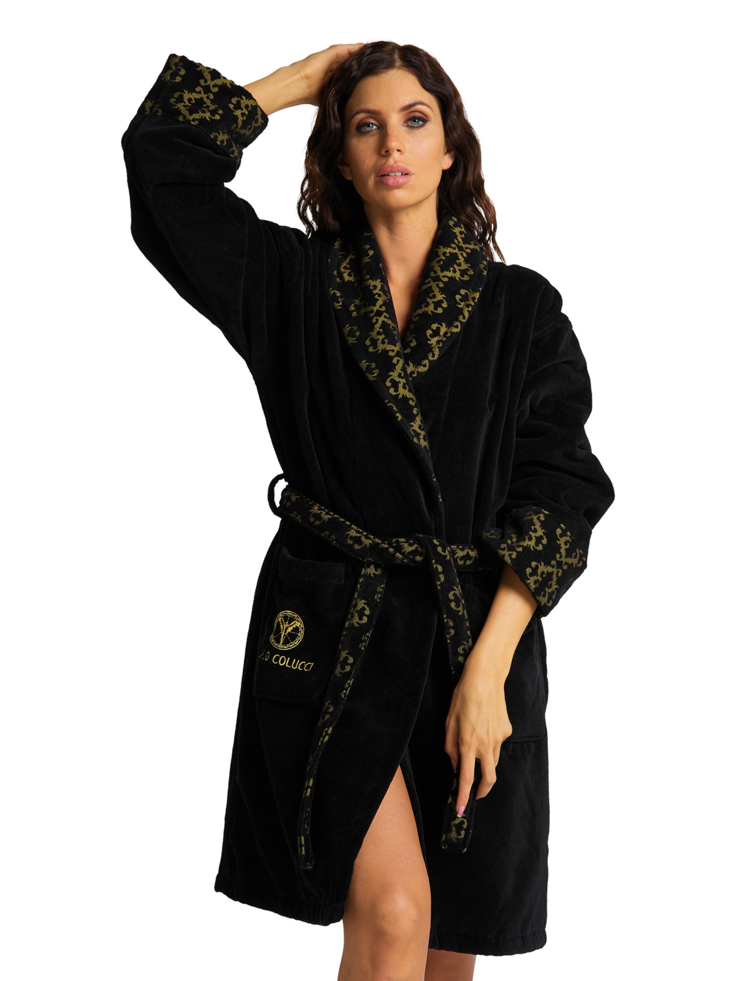 Carlo Colucci Bathrobe short 'Raffaele' in Black: front