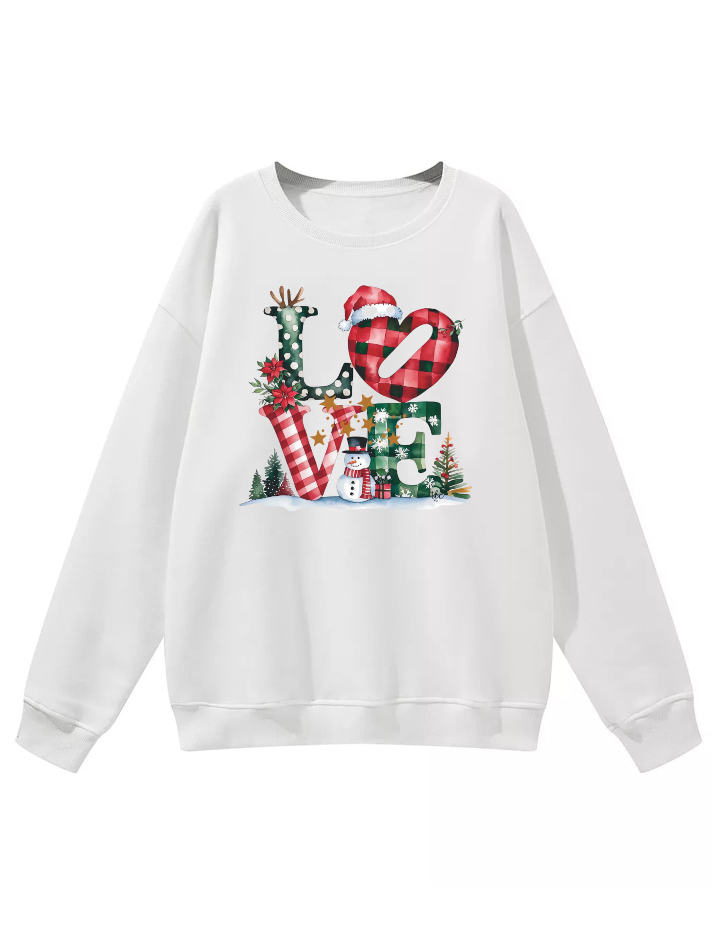 GORHEY - Jersey 'Women's Crew Neck Oversized Sweatshirt with Christmas Letters Print' en blanco