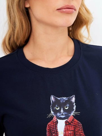 T-shirt 'Country Cat' Cat e Lolette en bleu
