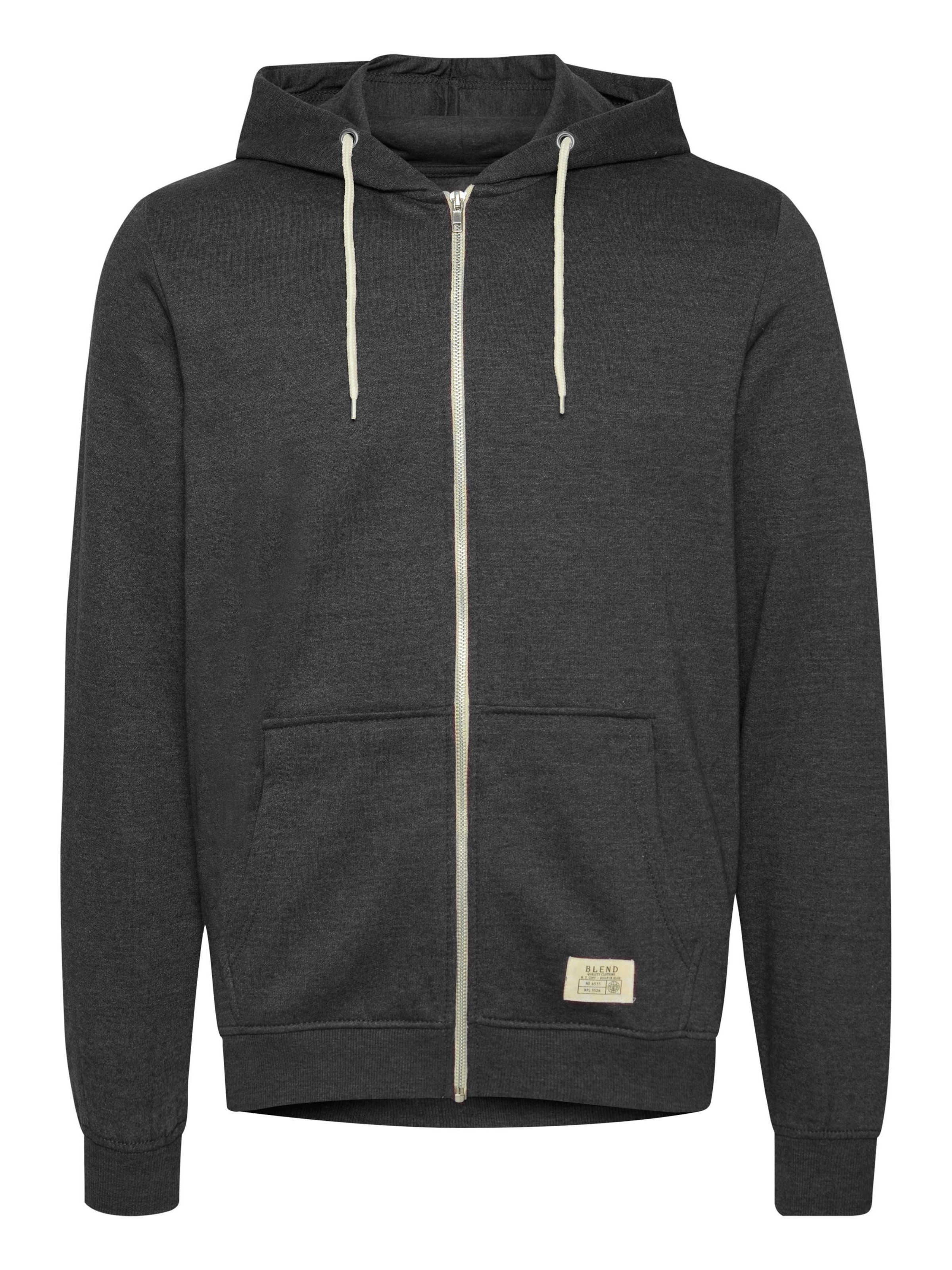 BLEND Sweat jacket 'NOAH' in Grey: front