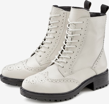 LASCANA Lace-Up Ankle Boots in White