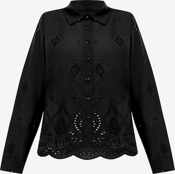 FRESHLIONS Langarmbluse 'Kate' in Schwarz: Vorderseite