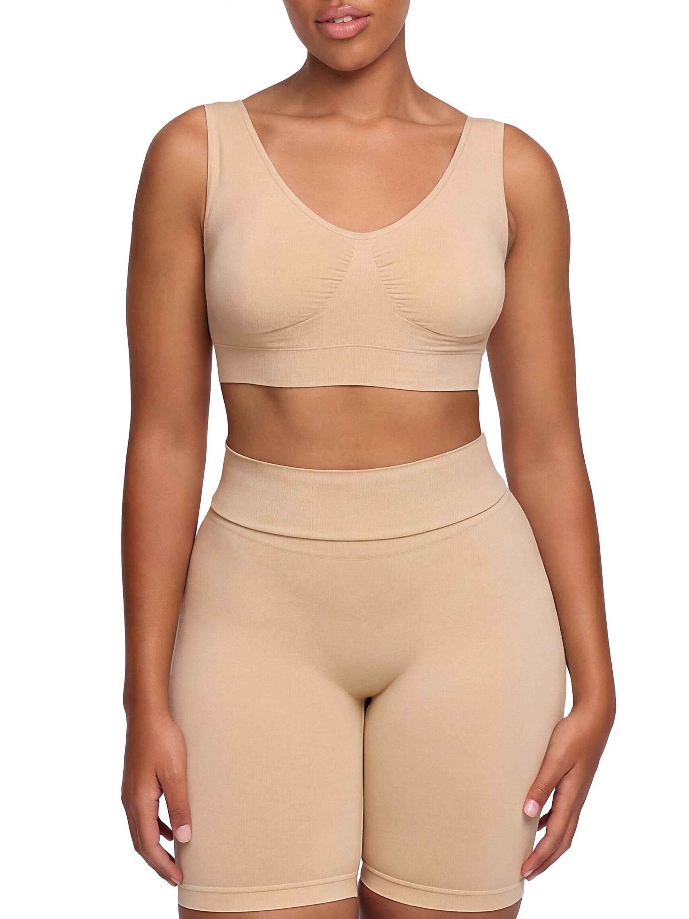 cfab (formerly creamy fabrics) Bygelfri Behå 'Comfy Bra' i beige: framsida