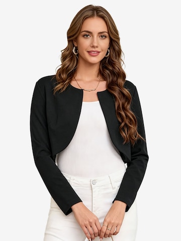KoJooin Blazer 'Kurzer, leichter Damen-Cardigan mit Rundhalsausschnitt und langen Ärmeln – eleganter Überwurf' in Schwarz: Vorderseite