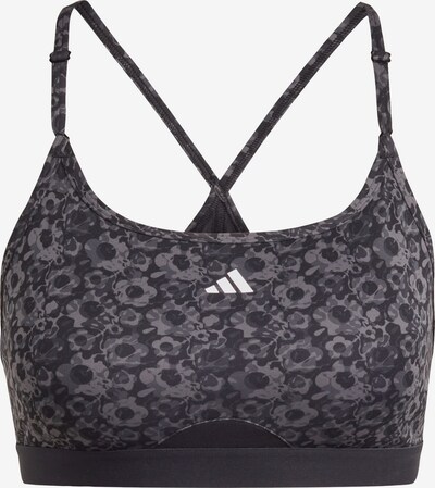 ADIDAS PERFORMANCE Sports bra 'Aeroreact Light-Support Floral Print' in Grey / Light grey / Black / White, Item view
