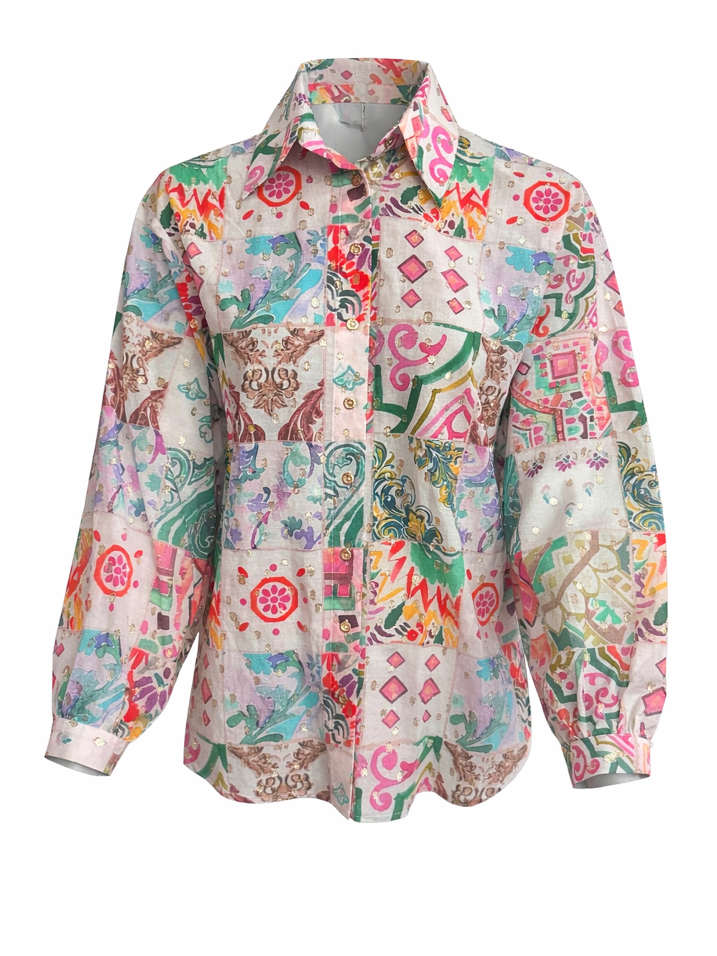 Chemisier 'June Silk Cotton Lurex Blouse' Introvertie VIENNA en mélange de couleurs : devant