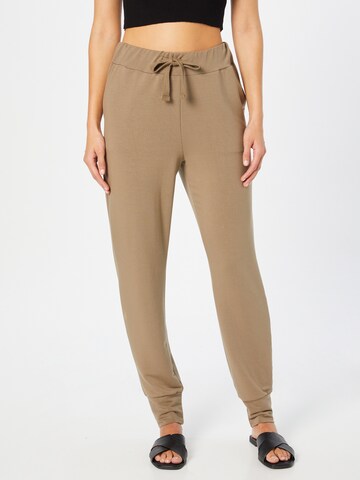 Cream Tapered Pants 'Salina' in Beige: front