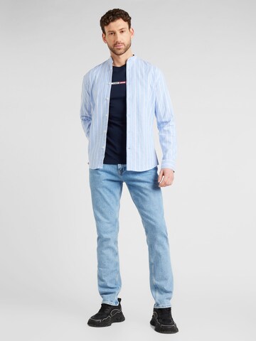 Lindbergh Regular fit Button Up Shirt 'Manderin' in Blue