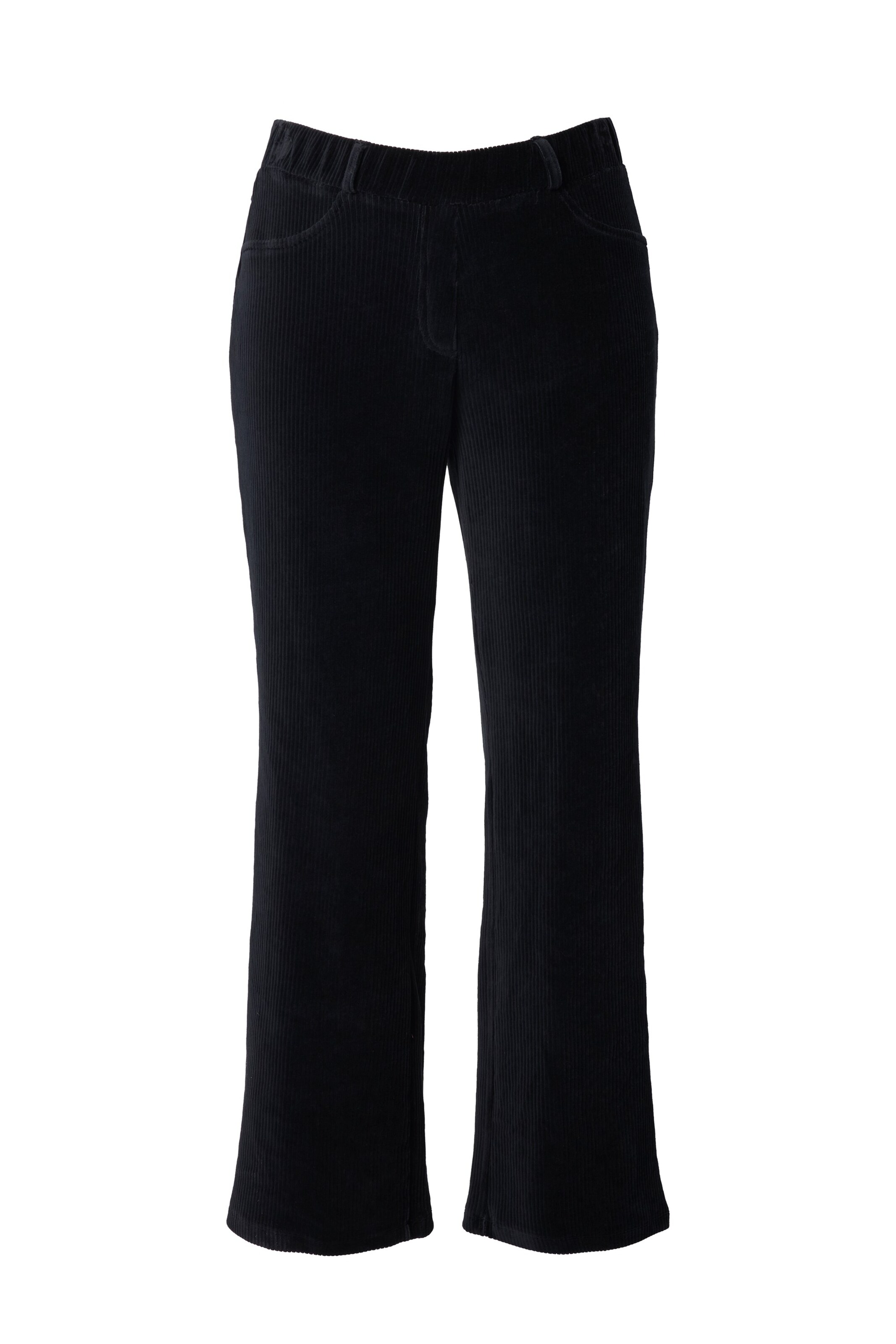 Ulla Popken Flared Broek in Zwart: voorkant