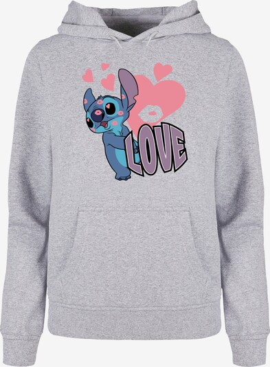 ABSOLUTE CULT Sweatshirt 'Lilo And Stitch - Love Hearts' in taubenblau / graumeliert / mauve / rosa, Produktansicht