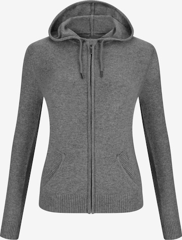 CASH-MERE.CH Kaschmir Strickjacke in Grau: Vorderseite