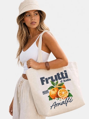 Neverless Beach Bag 'Frutti di italia' in Beige