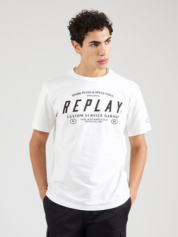 REPLAY T-shirt i vit: framsida