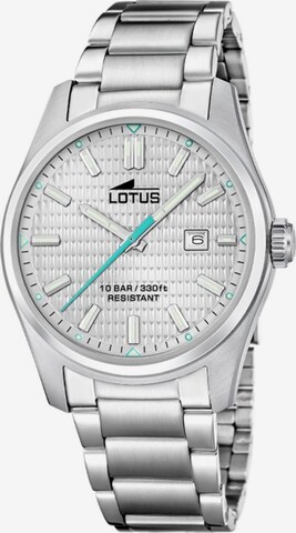 Montre à affichage analogique Lotus en argent : devant