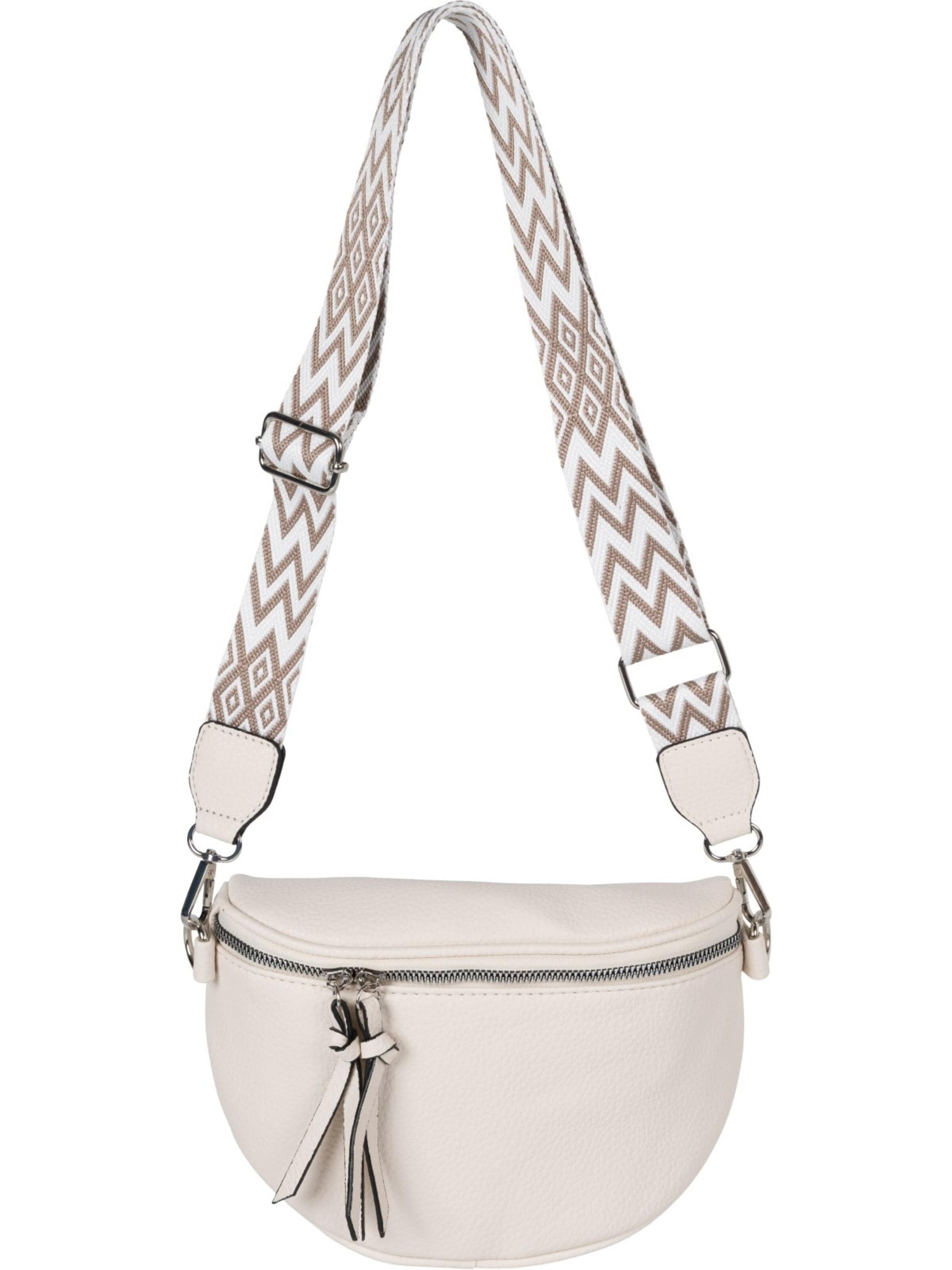 styleBREAKER Umhängetasche 'Halbmond Crossbody Bag Zick-Zack Raute'‌‌‌‌‌‌‌‌‌ in Beige: Vorderseite