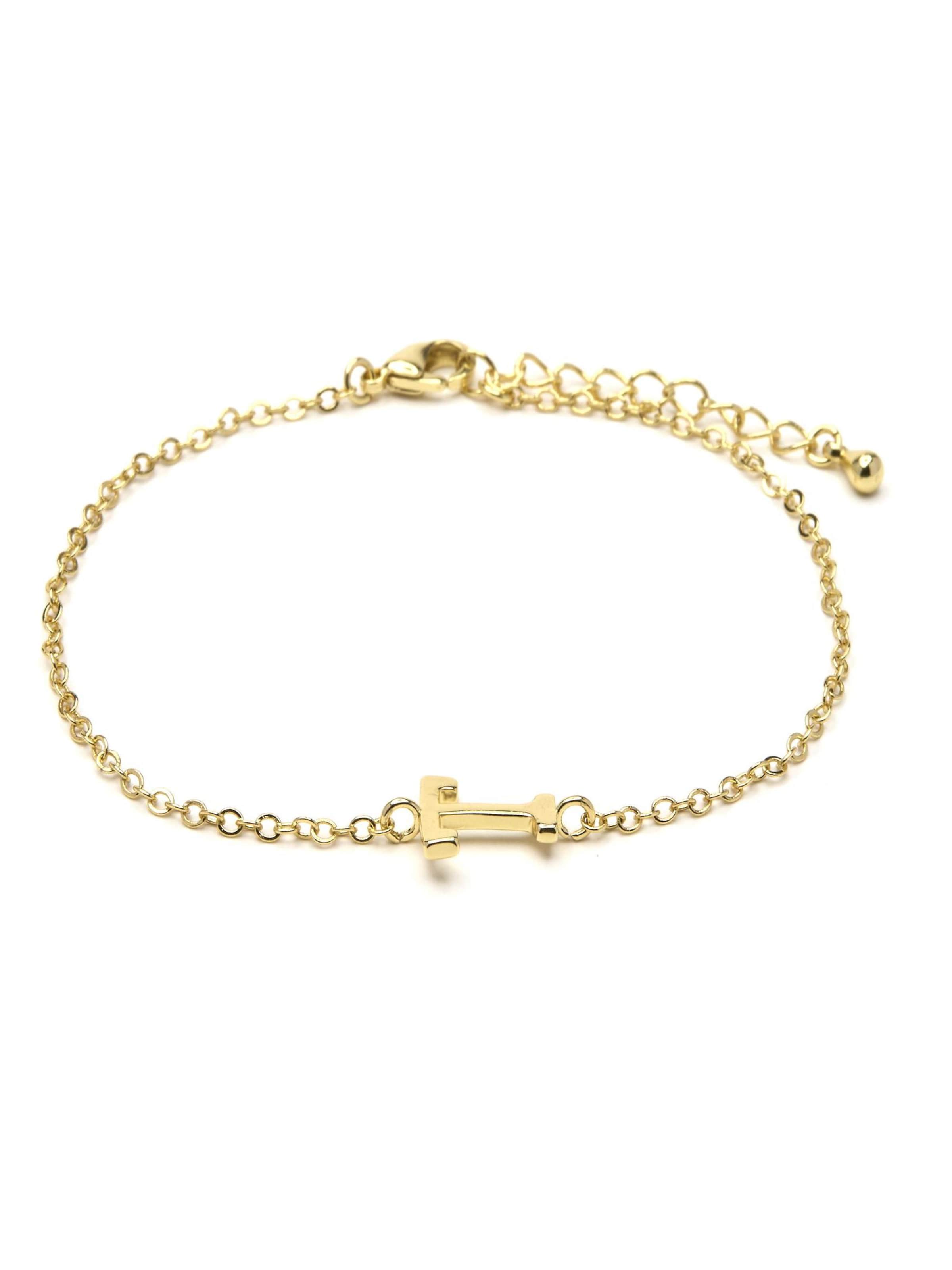 Luxenter Armbånd 'Alphabet T' i 19 cm i guld, Produktvisning