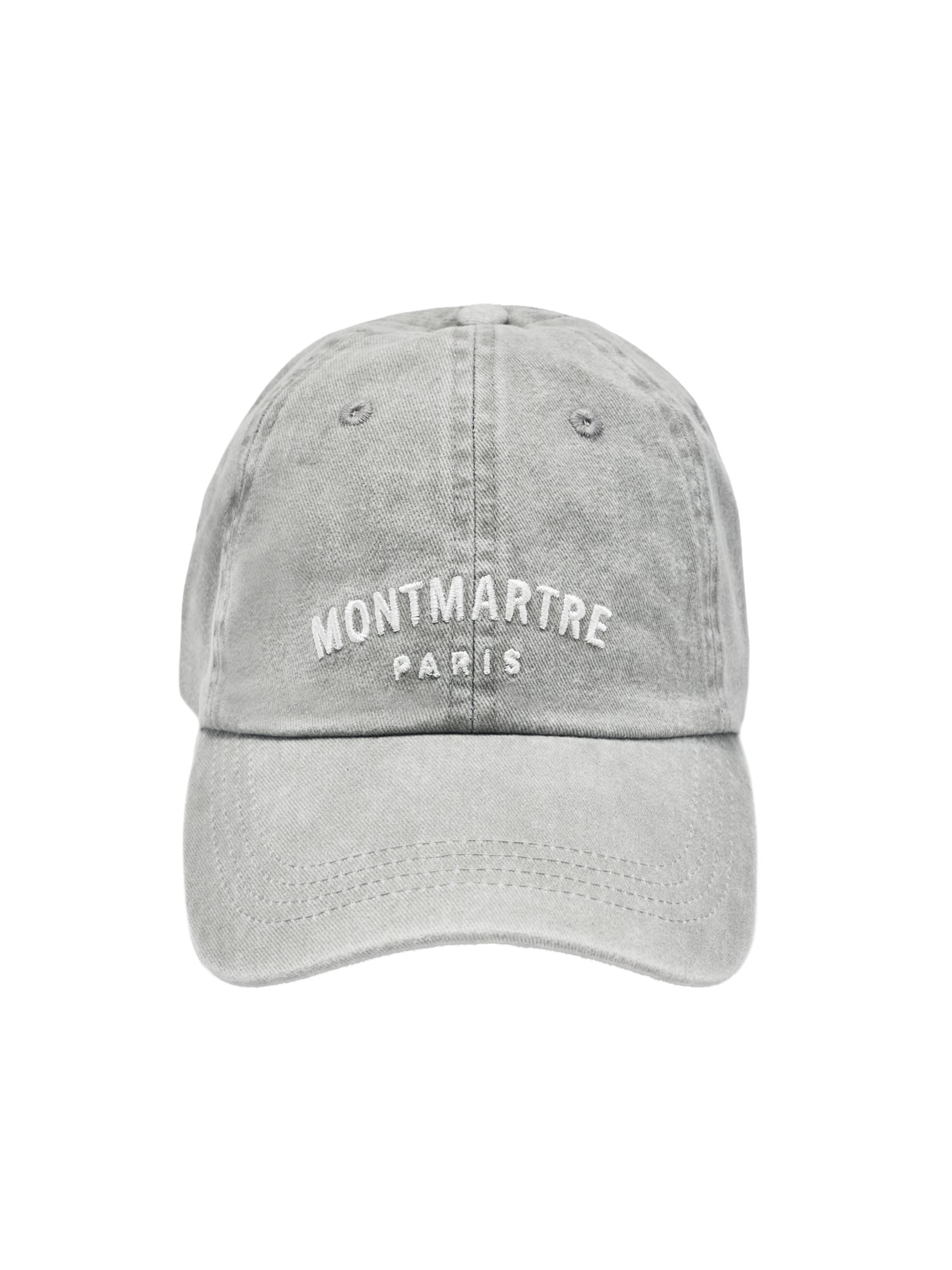 Pull&Bear Шапка с козирка 'MONTMATRE PARIS' в размер 55-60 в сиво / бяло, Преглед на продукта