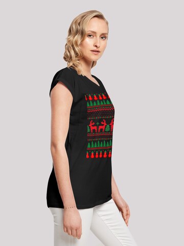 F4NT4STIC Shirt 'Christmas Reindeers Weihnachten Muster' in Schwarz