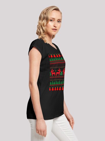 T-shirt 'Christmas Reindeers Weihnachten Muster' F4NT4STIC en noir