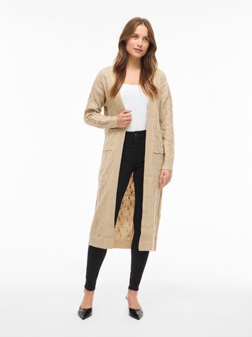 VILA Knit Cardigan 'VIPEPA' in Grey: front