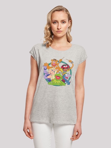 F4NT4STIC Shirt 'Disney Die Muppets Group Circle' in Grijs: voorkant