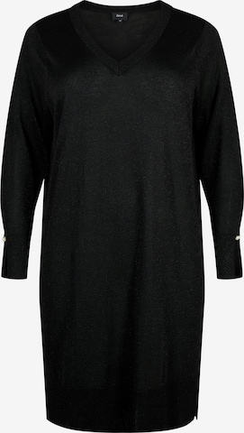 Zizzi Pletena obleka 'MSHIMMER' | črna barva: sprednja stran