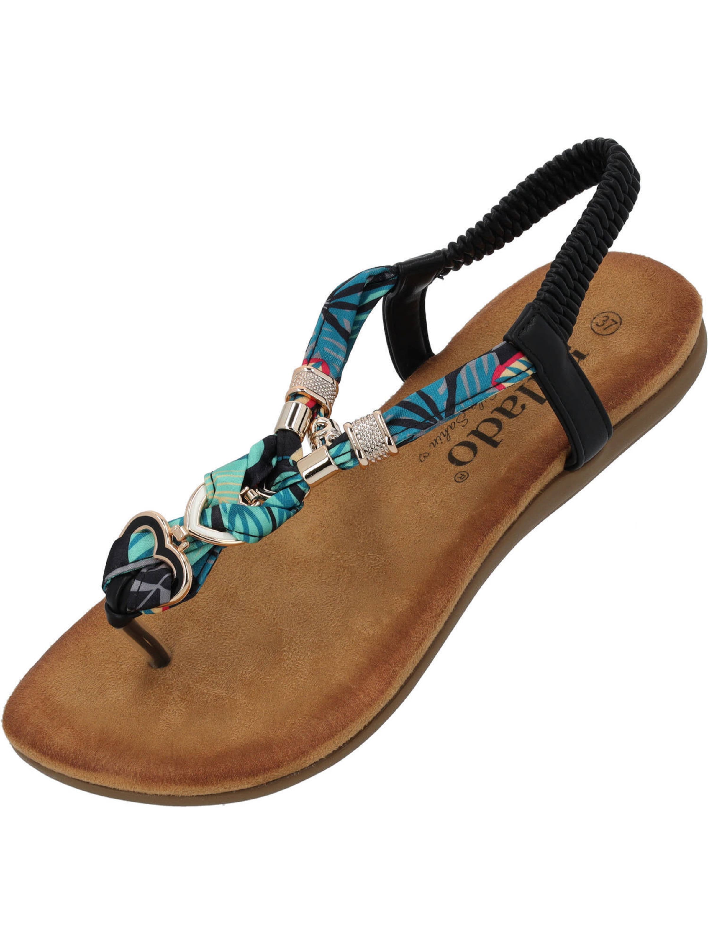 Palado by Sila Sahin Sandale 'Jurte' in Schwarz: Vorderseite