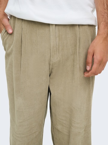Only & Sons Loose fit Pleat-front trousers 'ONSTOBY' in Brown