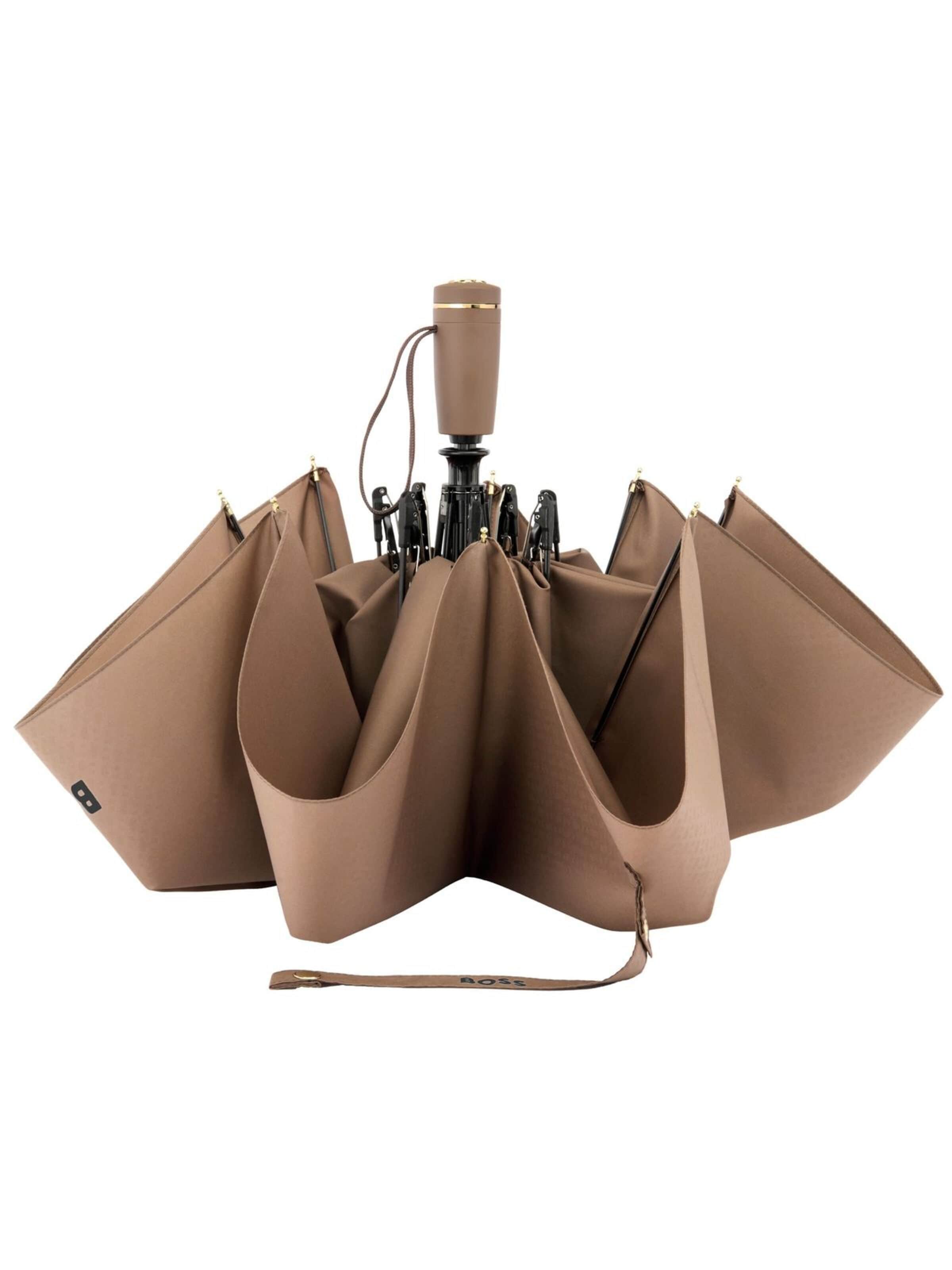 BOSS Paraplu 'Pocket umbrella Double B' in Bruin