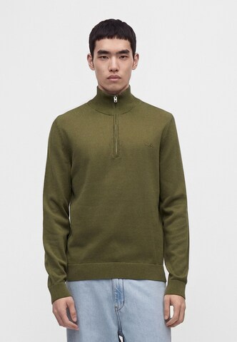 HUGO Sweater 'San Quintus' in Green: front