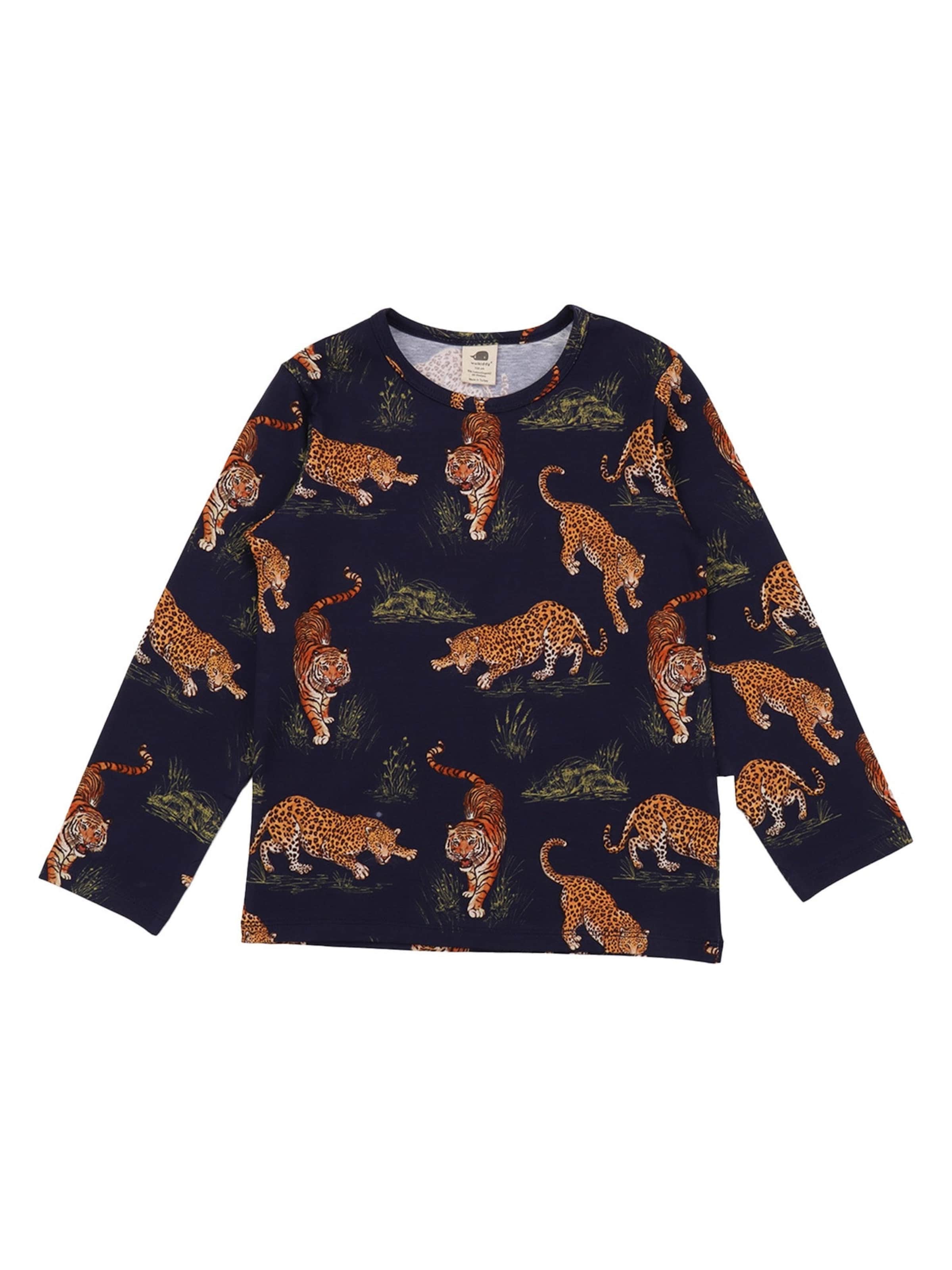Walkiddy Shirt 'Walkiddy - Tigers and Leopards Shirt' in Blue: front