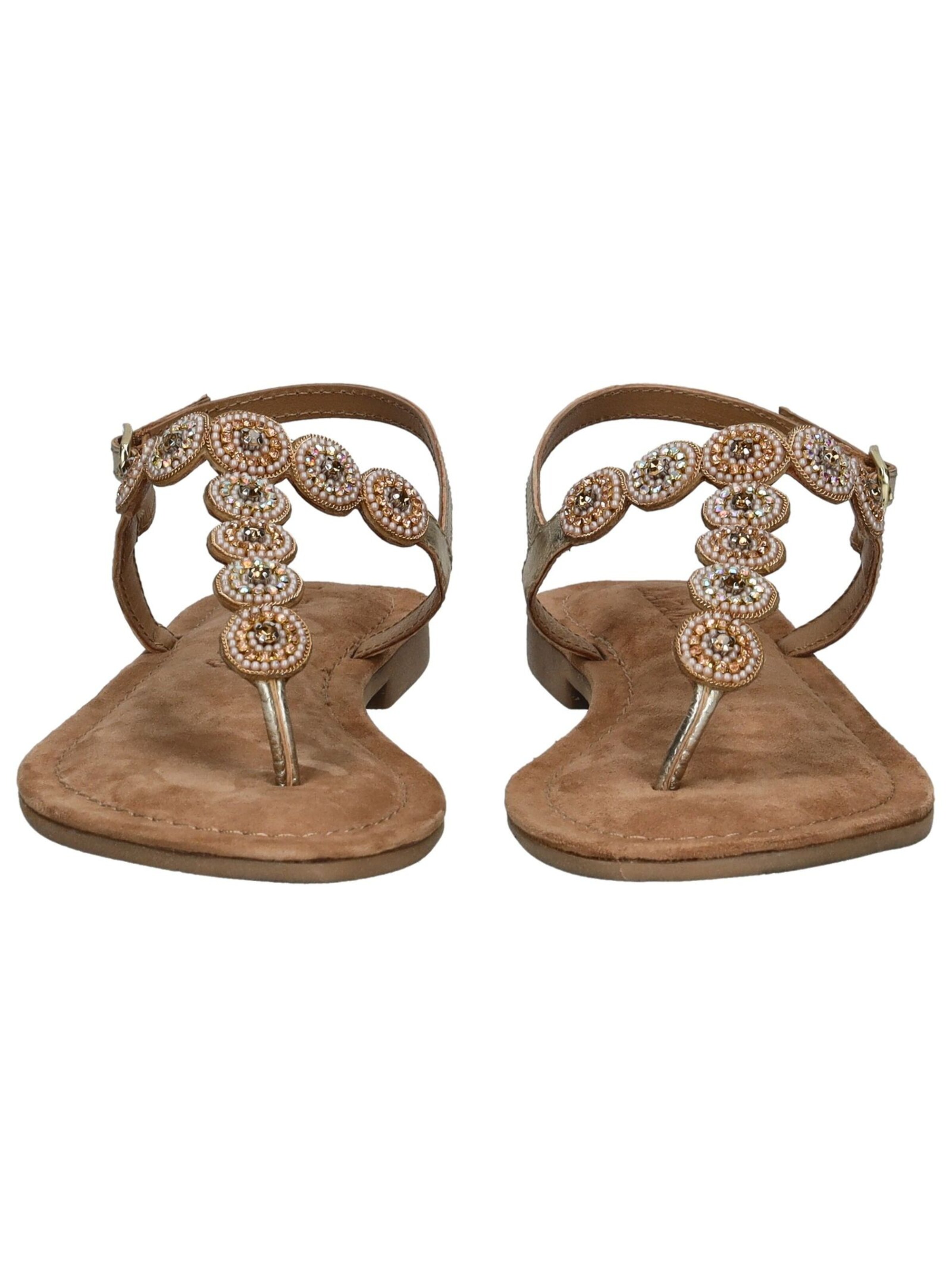 LAZAMANI T-Bar Sandals in Gold