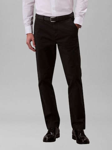 Calvin Klein Jeans Slimfit Lærredsbukser i sort: forside