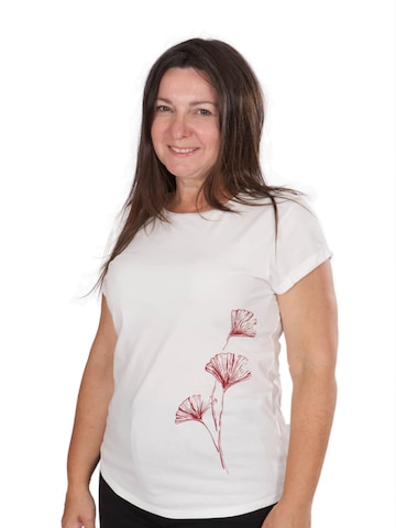 Life-Tree Shirt 'Fairwear Organic Ginkgo' in Weiß: Vorderseite