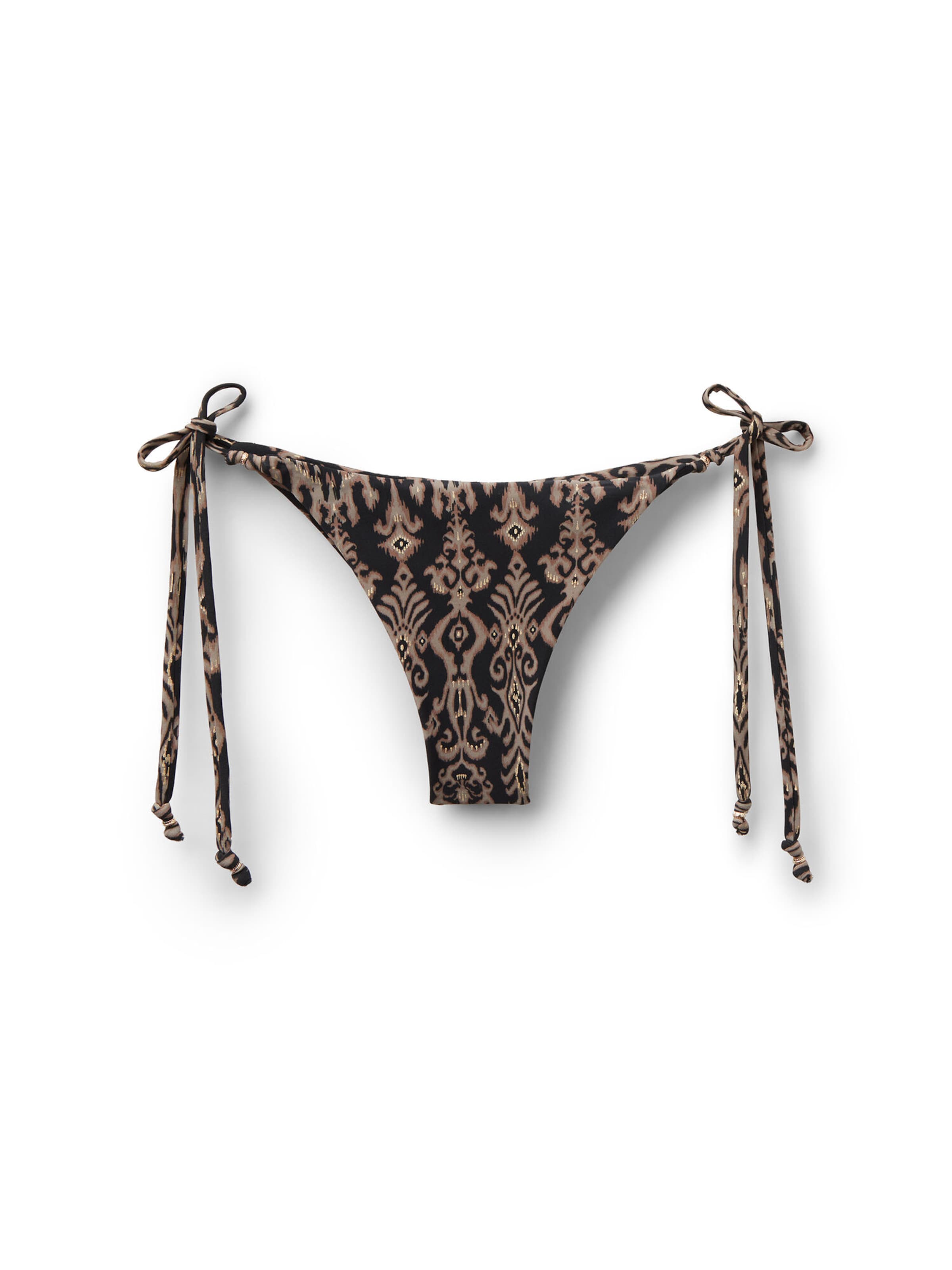 CALZEDONIA Bikini Bottoms 'Golden Ethnic' in Black: front