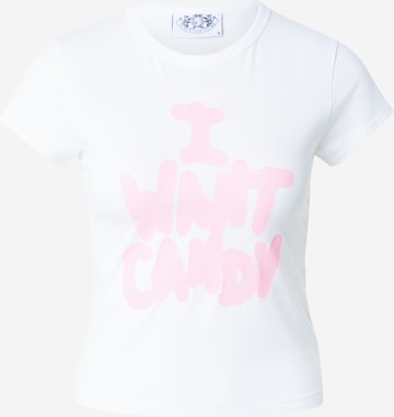 T-shirt 'I WANT CANDY' Juicy Couture en blanc : devant