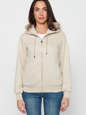 KOROSHI Sweatjacke in Beige: Vorderseite