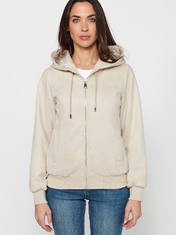 KOROSHI - Sudadera con cremallera en beige: frente