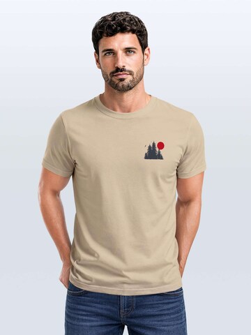 Neverless Shirt 'Waldkette Badge'‌‌ in Beige: Vorderseite