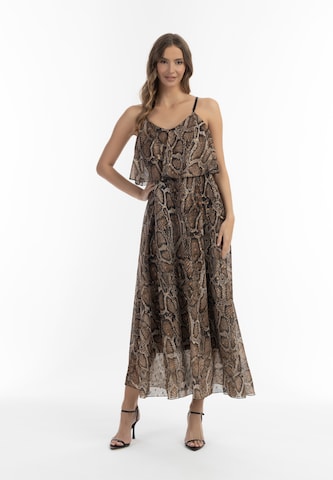 faina Summer Dress in Brown: front
